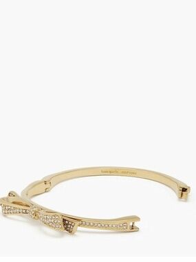 NWT (2 avail) Kate Spade New York Love Note Gold Pavé Bow Hinged Bangle Bracelet